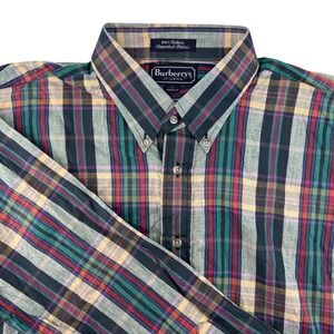 Burberrys 90s Plaid Button Down Shirt Men L Multi-Color Luxury Tartan L/S USA